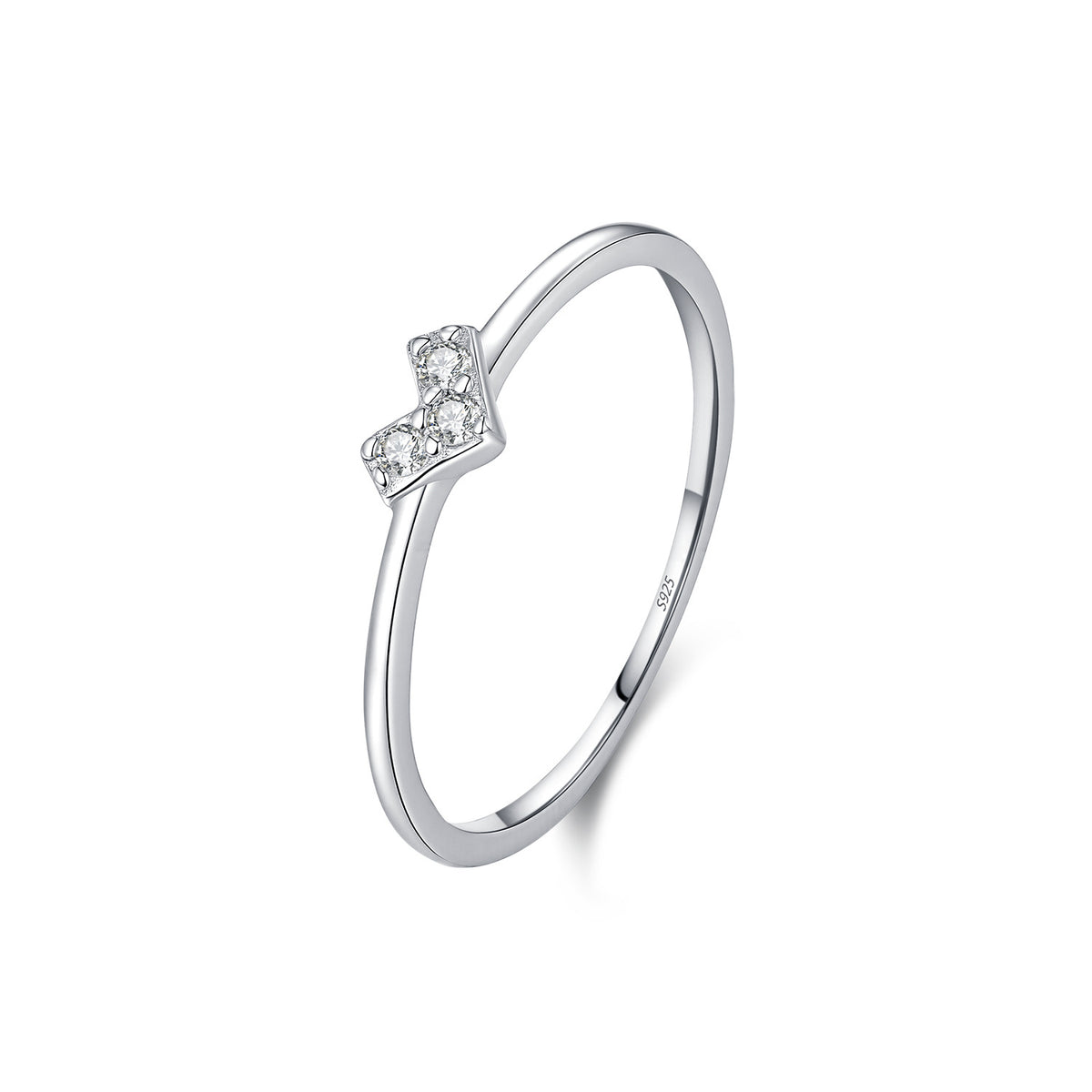 S925 Sterling Silver Three-Stone Heart Moissanite Ring