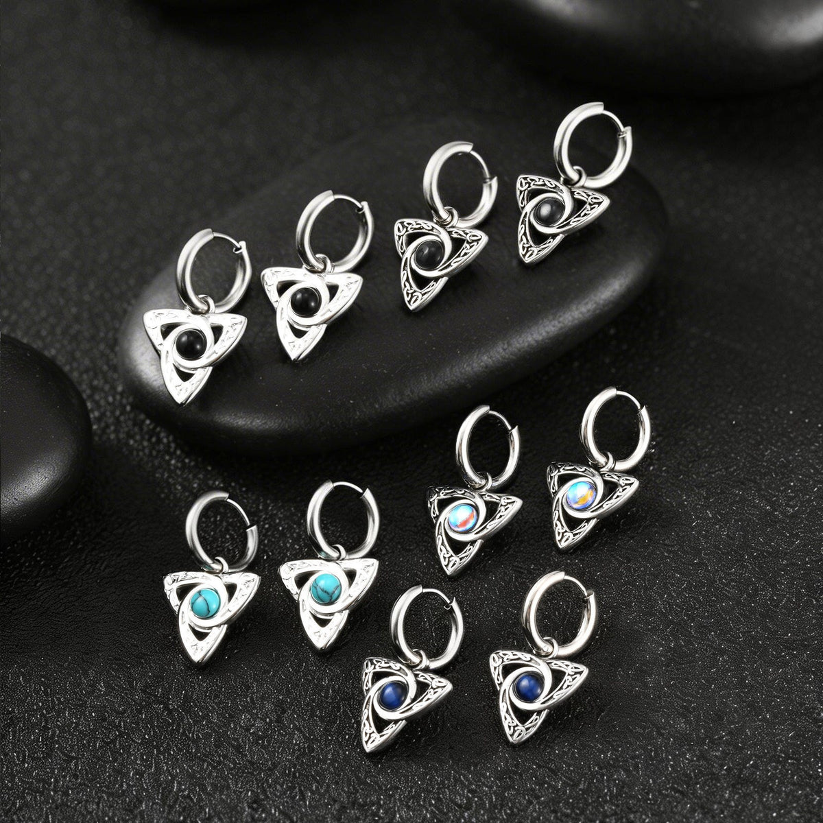 Natural Stone Single Earrings — Five Stone Options