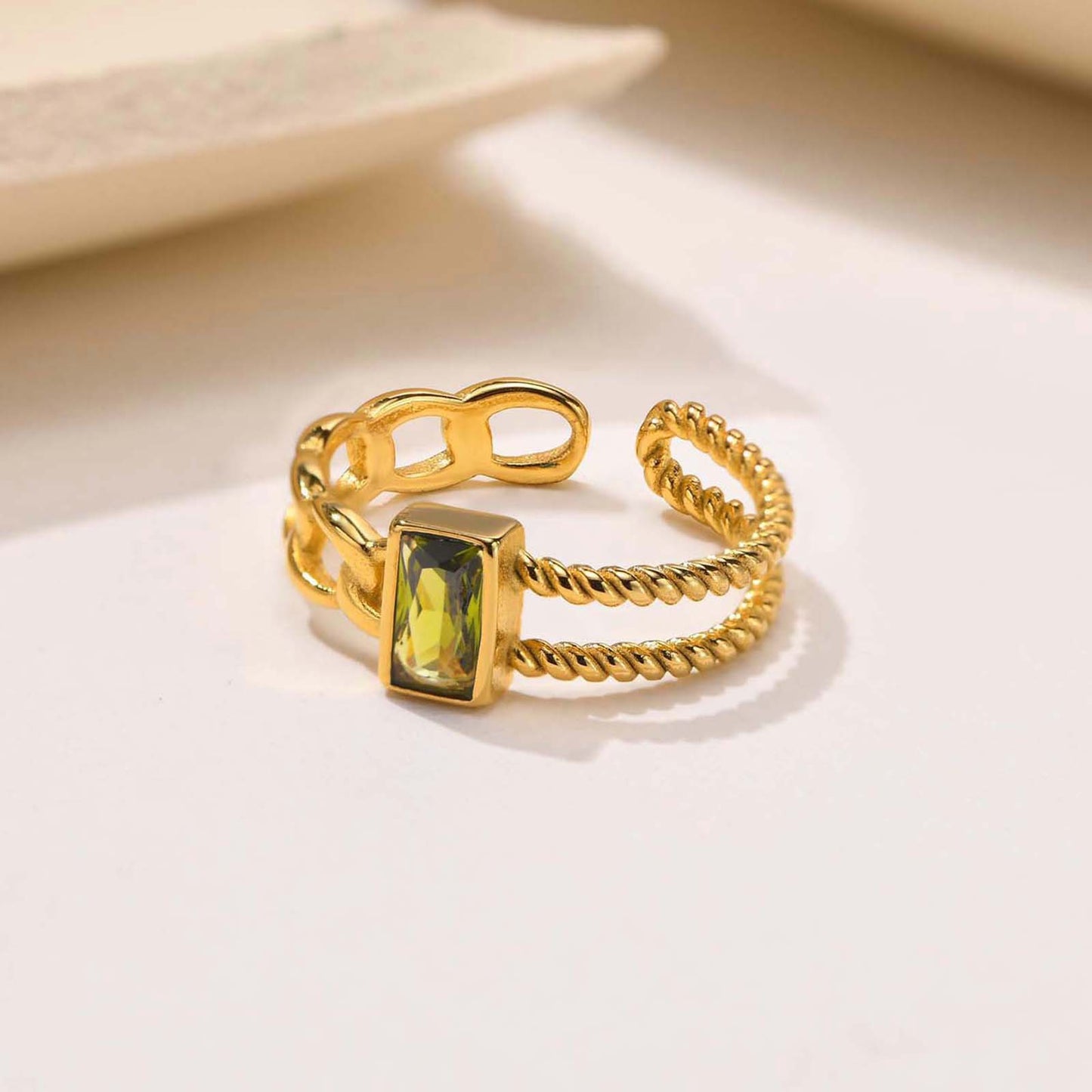 Cross-Border Jewelry Stainless Steel Zircon Open Ring