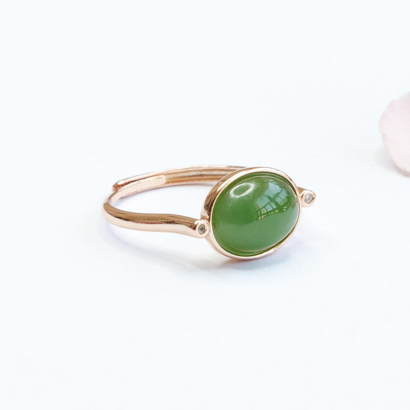 Hetian Jade Jasper Sterling Silver Ring