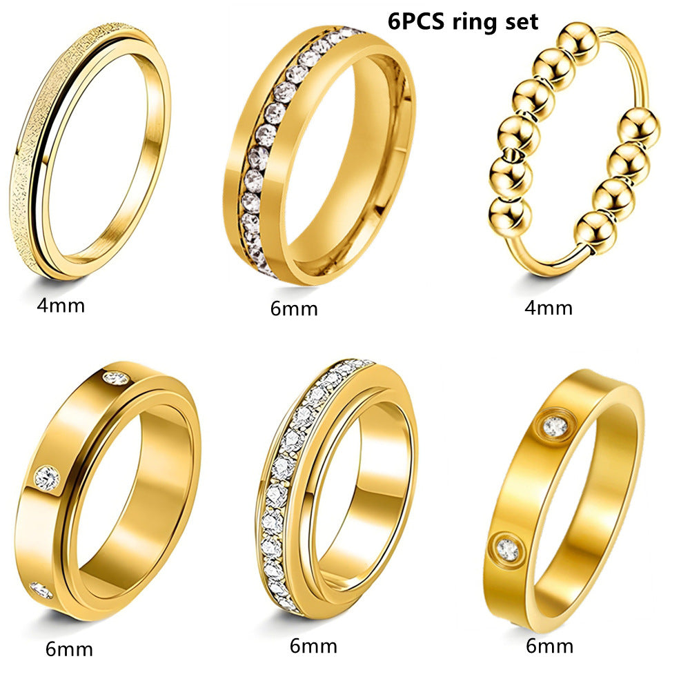 Planderful Rotating Zircon Couple Ring Set For Men Women
