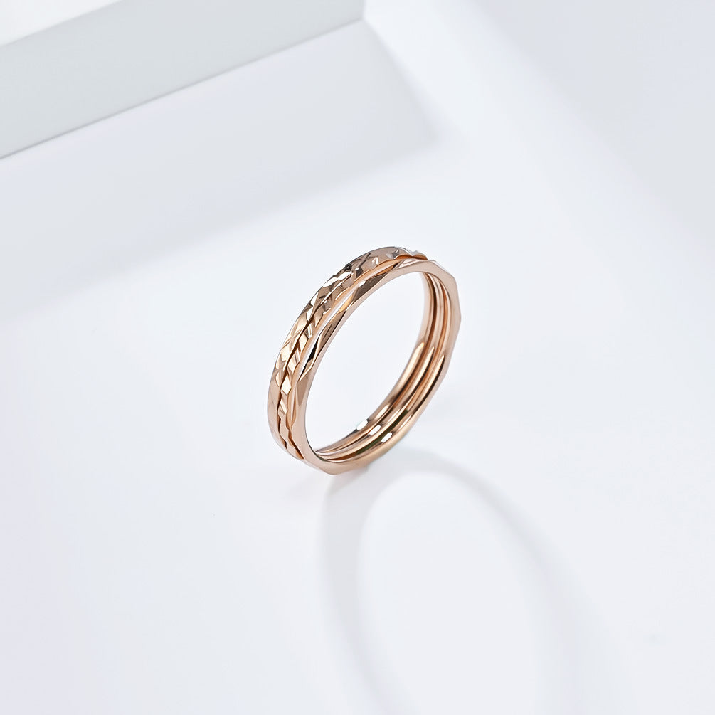 Planderful Everyday Genie 1mm Stackable Titanium Steel Ring Set For Women Light Luxury Hand Jewelry Sizes 5 To 10