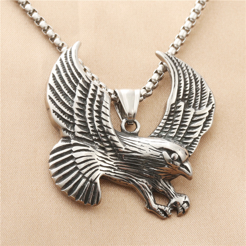 Personalized Titanium Steel Eagle Wings Pendant Necklace for Men - Retro Punk Style