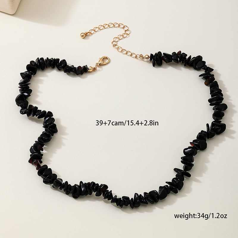 Planderful Vienna Verve Necklace – Irregular Black Gravel Beads for Summer Style