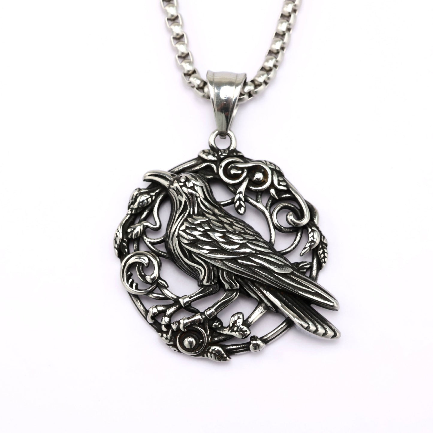 Planderful Magpie Pendant Necklace Unisex Stainless Steel European American Retro Single-Sided