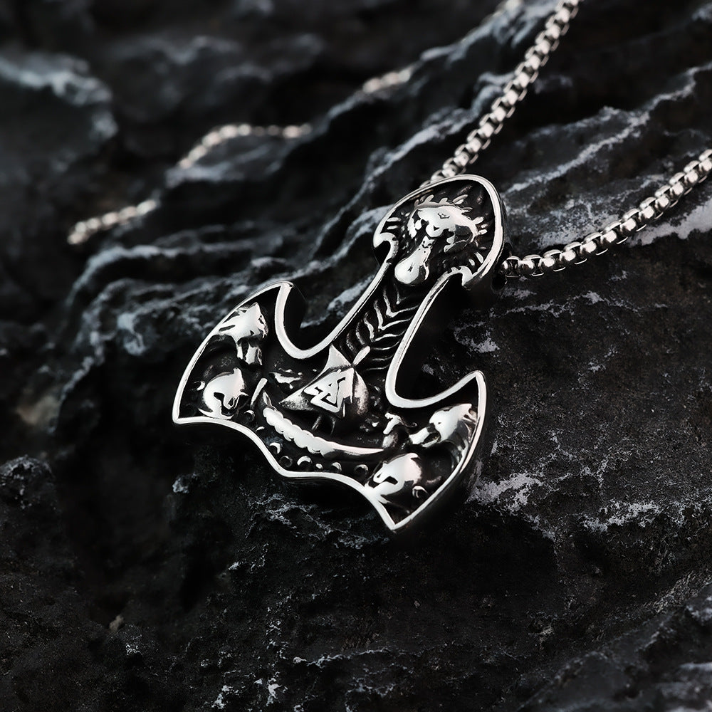 Vintage Nordic Stainless Steel Men's Viking Rune Pendant