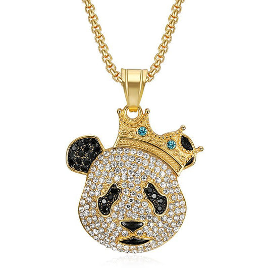 Rhinestone Necklace - Statement Cartoon Crown Design