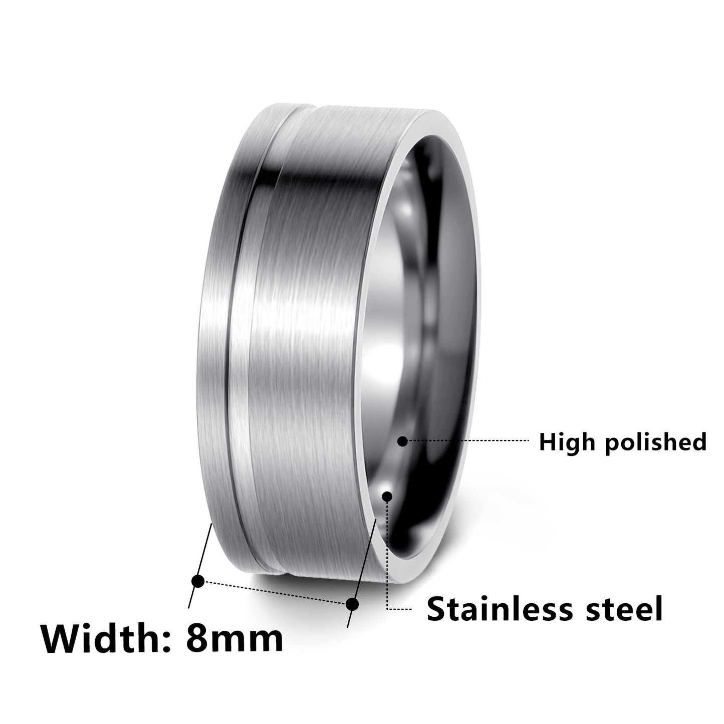 Mens Stainless Steel Ring Matte Brushed Everyday Genie By Planderful Unisex Fashion Accessory