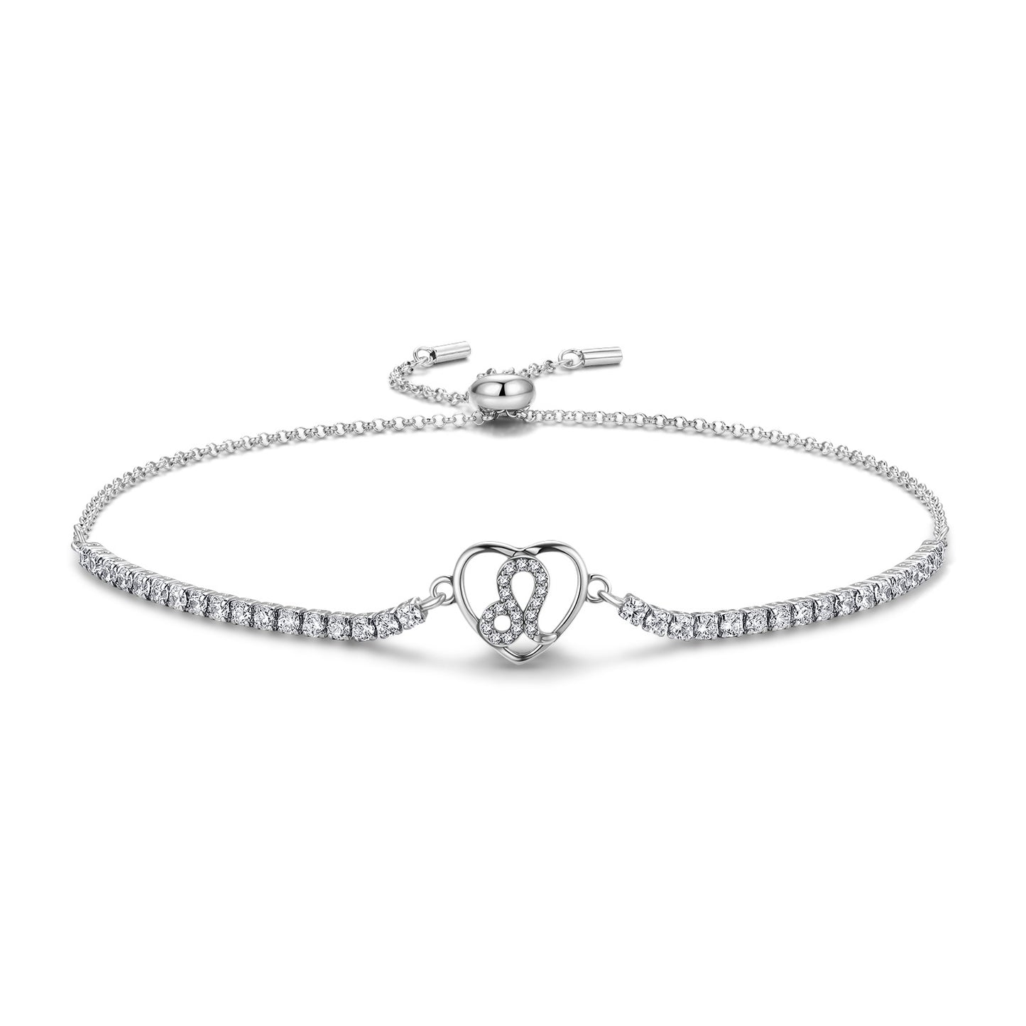 Planderful Jewelry Twelve Constellations Sterling Silver Zircon Bracelet Adjustable Length