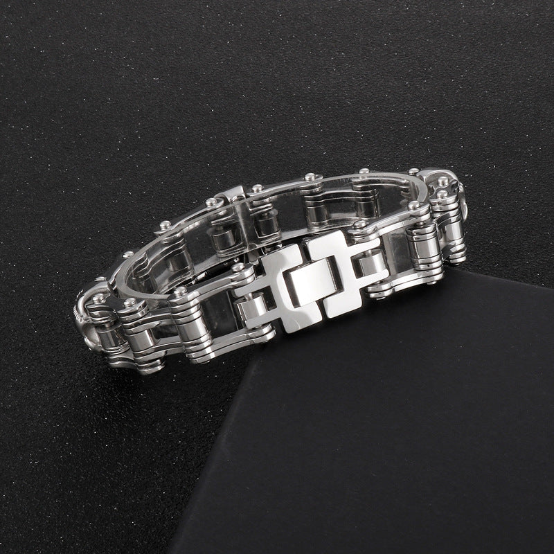 Skull Buckle Men's Hipster Bracelet - Stainless Steel Bicycle Chain Design in Hip Hop Style