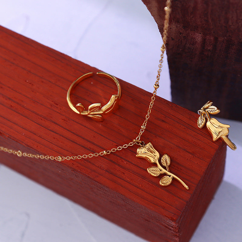 Rose Gold Korean Celebrity Jewelry Set - Fashionable Accessories for Instagram Trendsetters