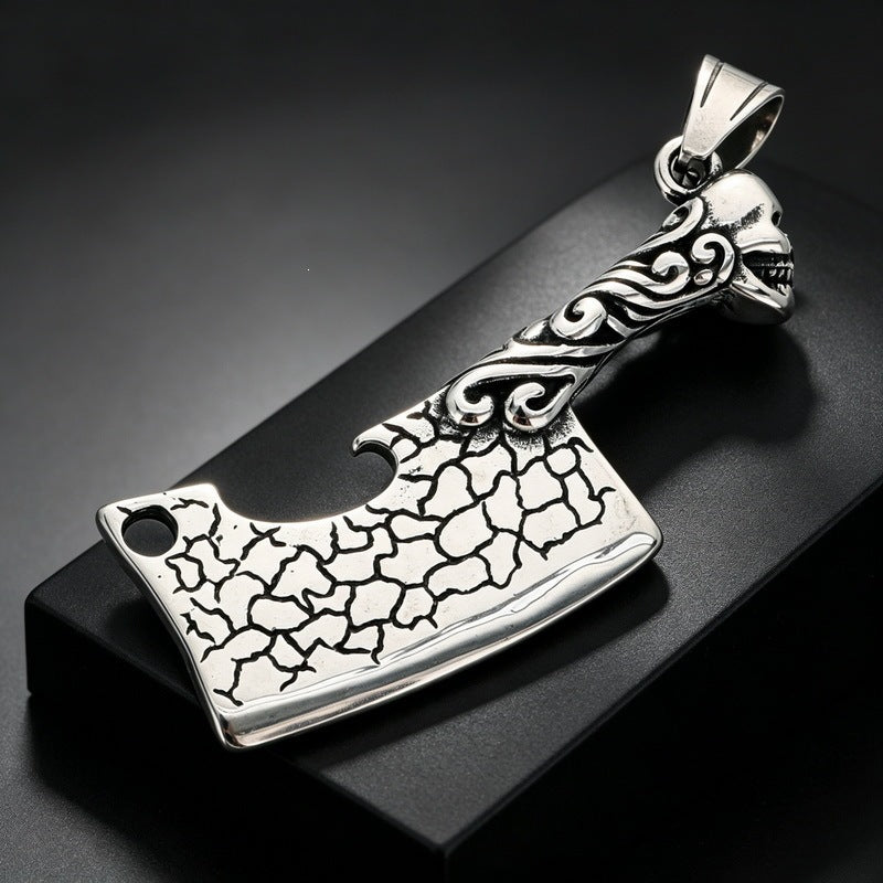 Viking Weapon Tomahawk Short Sword Titanium Steel Pendant Vintage Celtic Skull Axe Knife Necklace