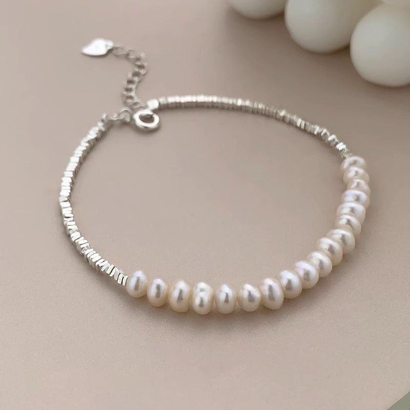 Luxurious Sterling Silver Freshwater Pearl Bracelet
