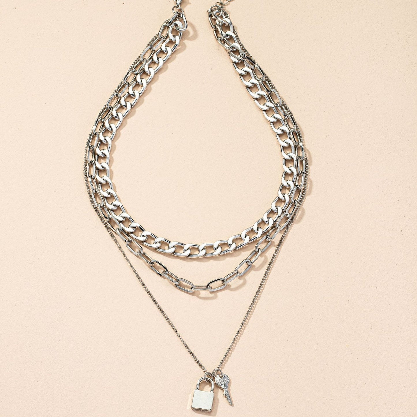Key Lock Layered Necklace - Stylish Cross-Border Clavicle Chain
