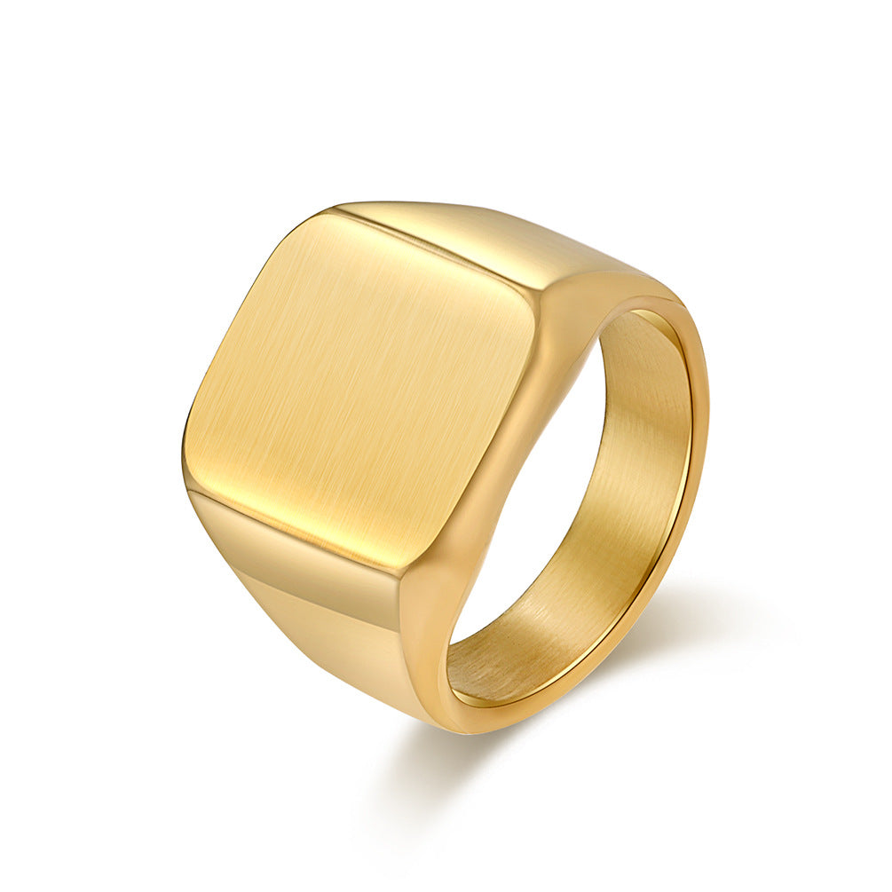 Planderful Everyday Genie Matte Brushed Seal Ring For Men Titanium Steel Size 7 To 13