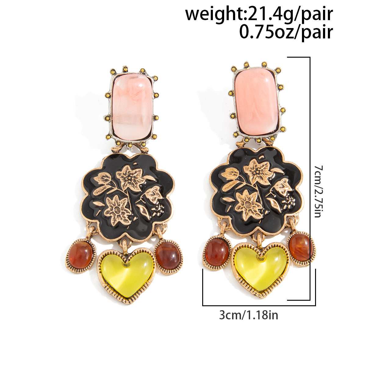 Planderful Vienna Verve Floral Gem Fringed Earrings For Boho Retro Ethnic Style Lovers Statement Ear Jewelry