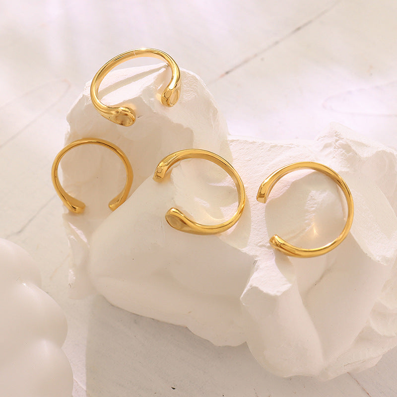 New Arrival: Titanium Steel Gold-Plated Smooth Ring with Open Design