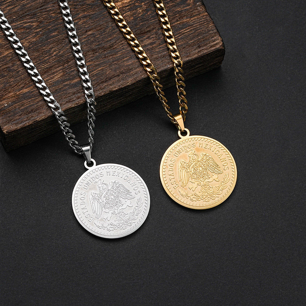 Planderful Muse Coin Pendant Necklace Unisex Durable Steel