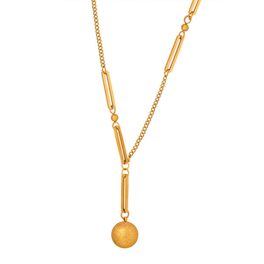 Niche Design Long Pendant Metal Ball Necklace - Planderful Collection