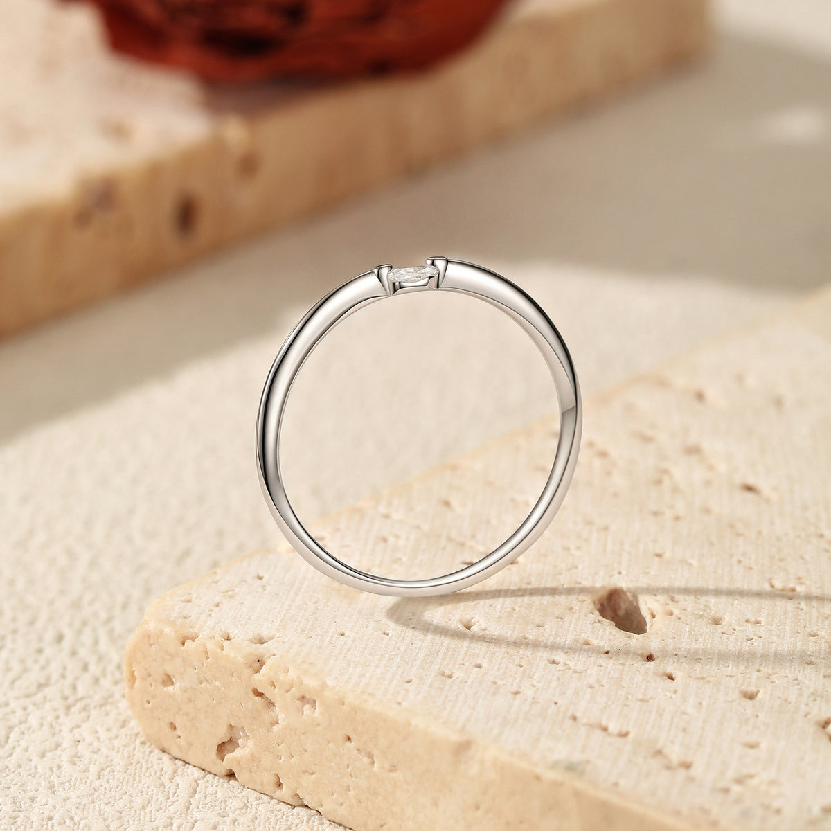 S925 Sterling Silver Minimalist Moissanite Stacking Band
