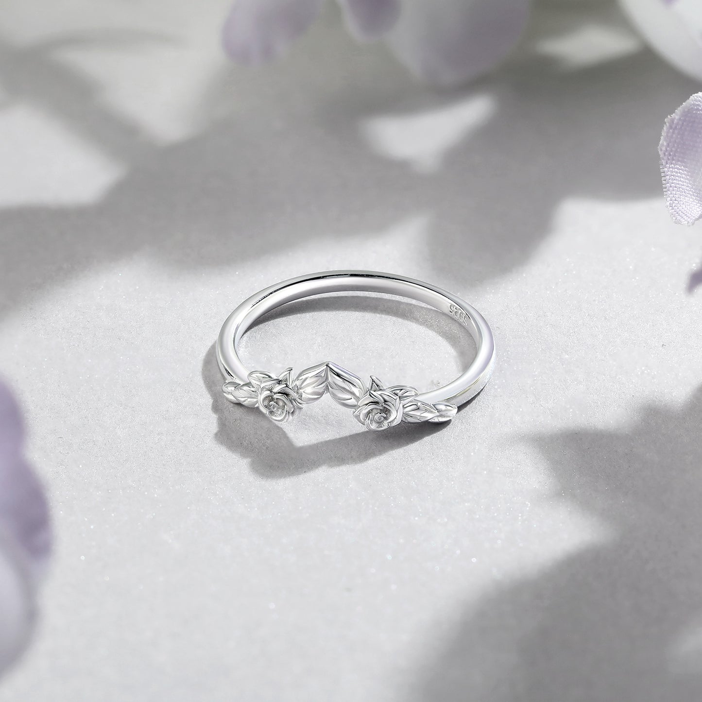 Planderful Sterling Silver Flower Ring Set 1.5ct Pear Zircon For Women Wedding Jewelry Gift