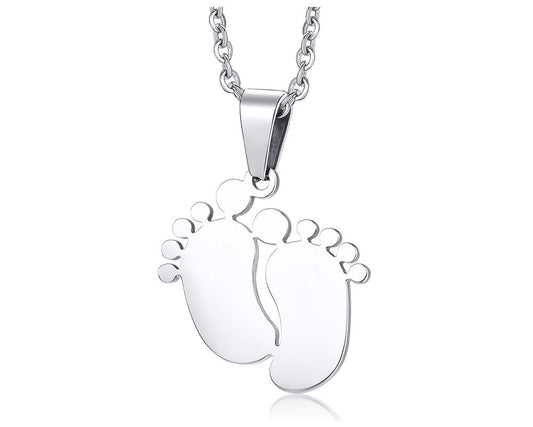 Stainless Steel Foot Pendant Necklace for Men and Women