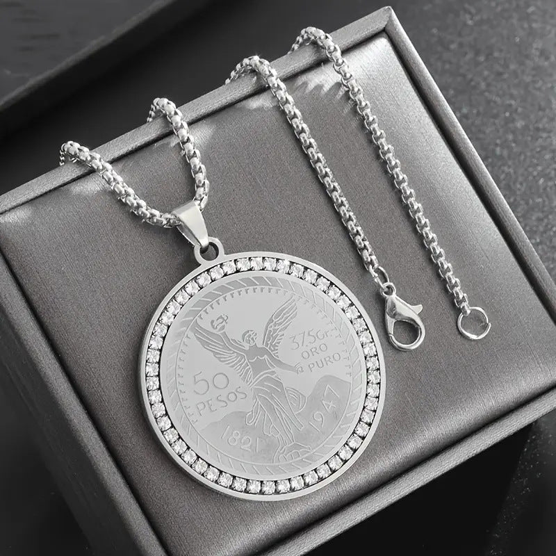 1. Planderful Everyday Genie Titanium Steel Coin Pendant Necklace Unisex Hip Hop Style Gift Idea