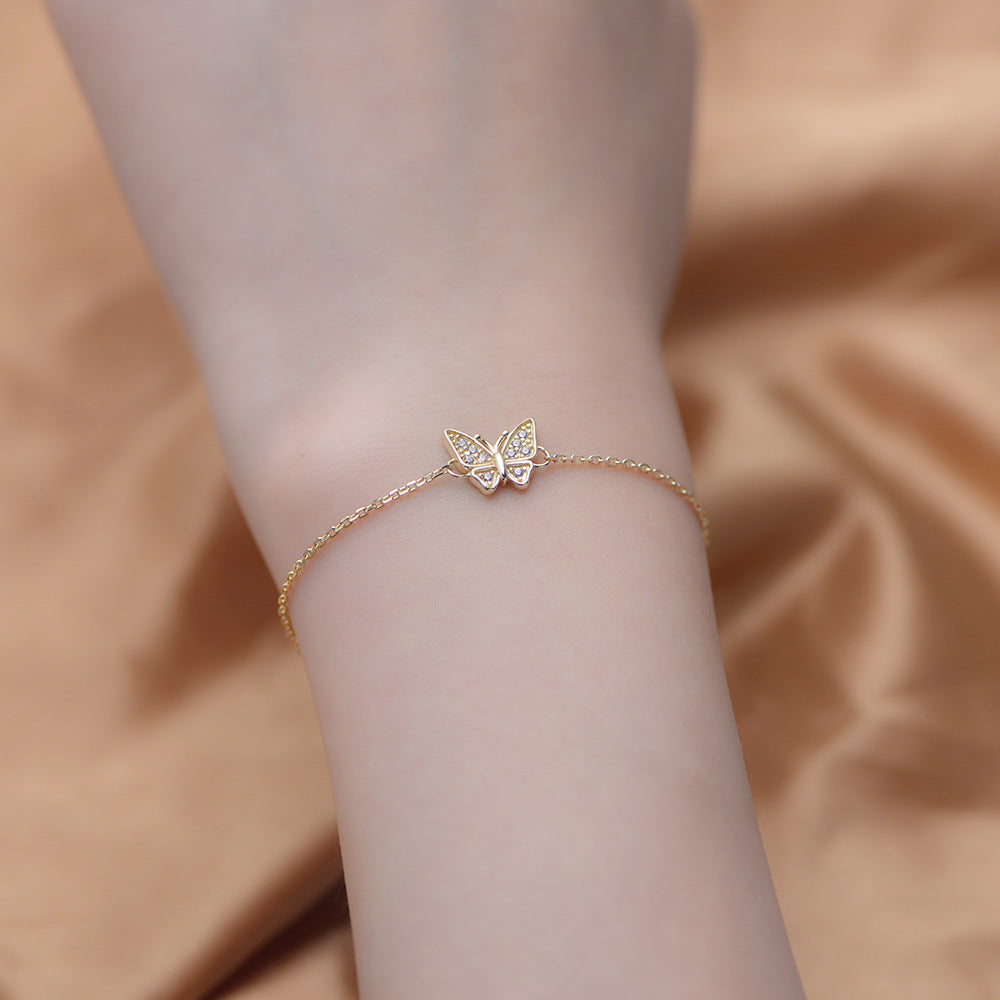 Original Design S925 Sterling Silver Zircon Butterfly Bracelet Inlaid Zircon Internet