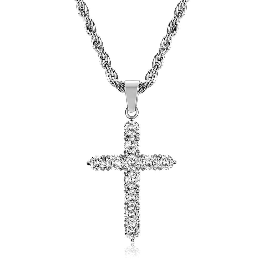 Planderful Titanium Steel Gold Plated Zircon Pendant Necklace For Men Hip Hop Style