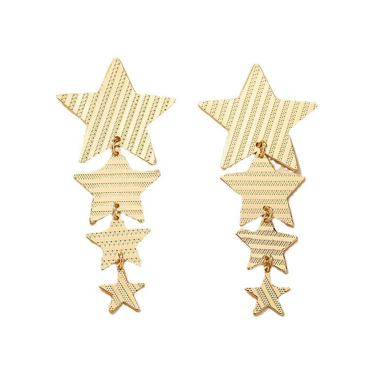 Exaggerated Fashion Metal Star Earrings - Wholesale Pair for Women's Cross-Border Style