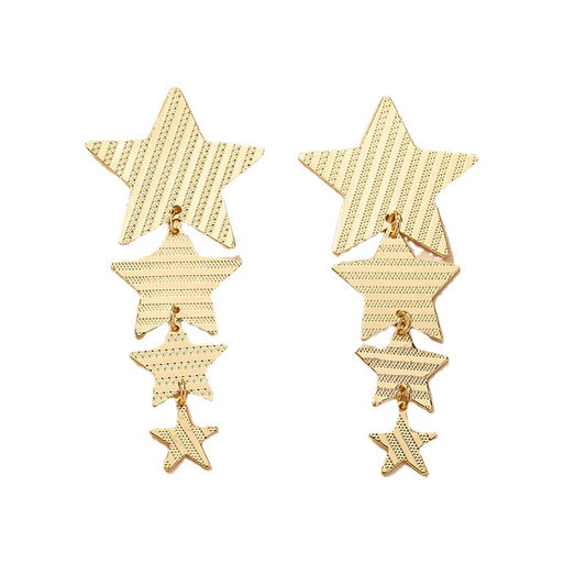 Exaggerated Fashion Metal Star Earrings - Wholesale Pair for Women's Cross-Border Style