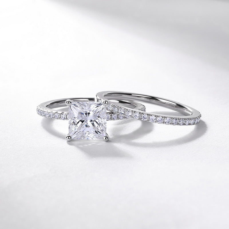 Planderful Geometric Moissanite Sterling Silver Ring – 7 × 7 mm, 1.9 ct