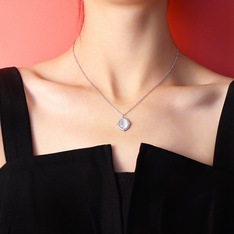 Golden Aura Agate Cat's Eye Pendant Necklace - Hypoallergenic Titanium Steel