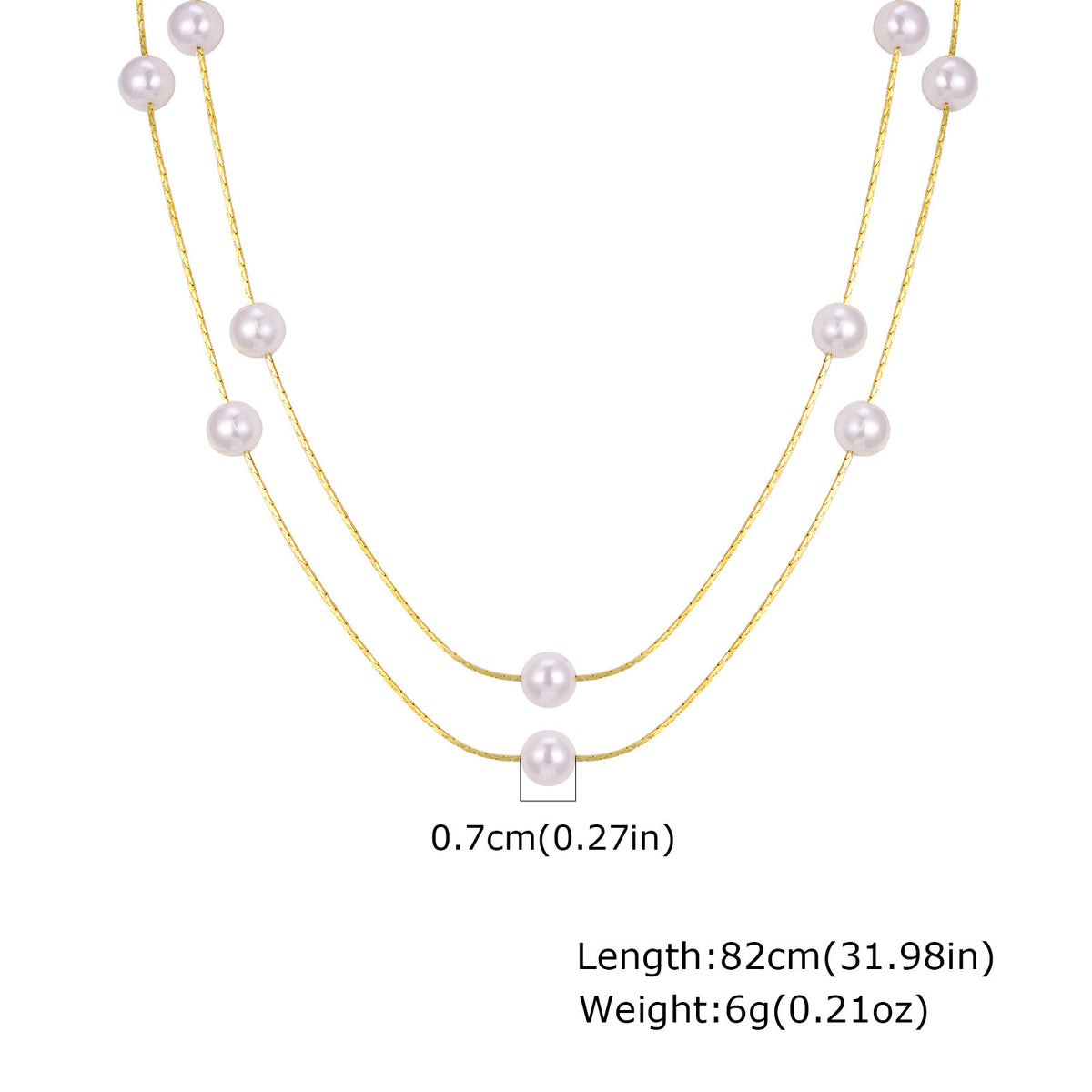 Copper Double-Layer Stacked Pearl Collarbone Chain Elegant Necklace Women