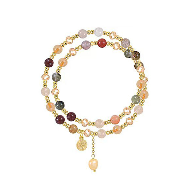 Strawberry Quartz Crystal Double-Wrap Bracelet
