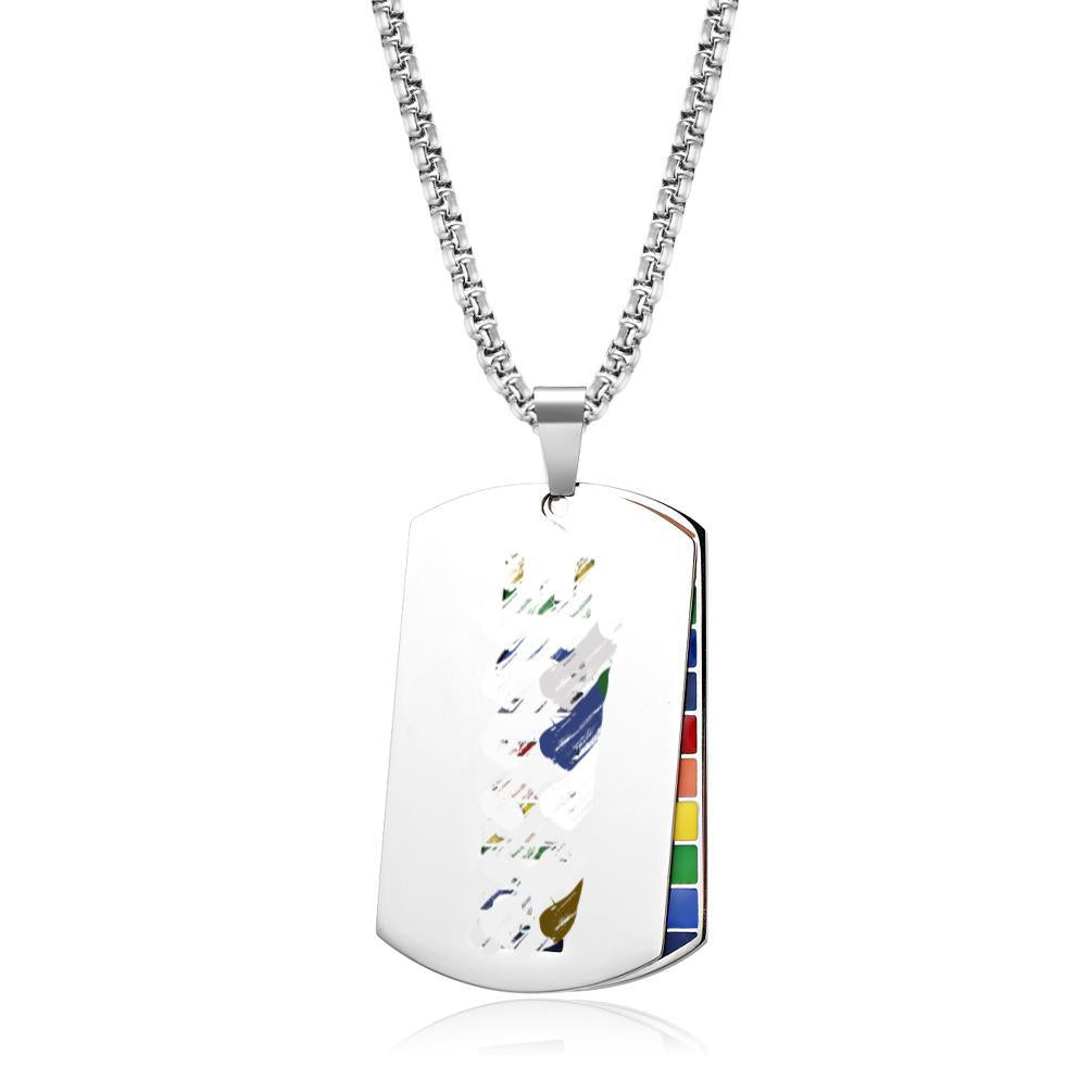 Rainbow Stainless Steel Double-Layer Pendant Unisex Single Necklace