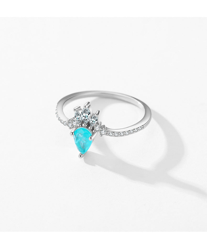 Korean Temperament Tourmaline Sterling Silver Ring