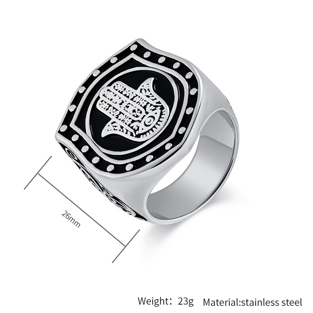 Planderful Everyday Genie Titanium Steel Ring For Retro Hip Hop Fans Exaggerated High End Niche Design Jewelry