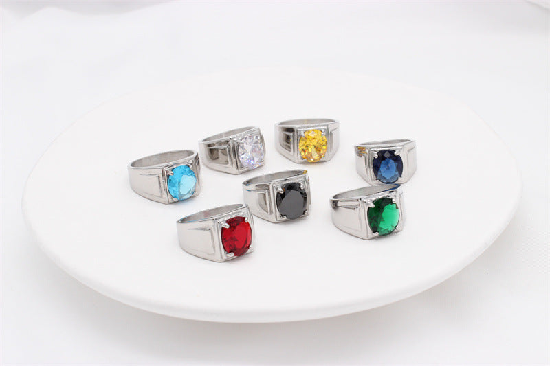 Planderful Zircon Ring Unisex Titanium Steel Jewelry For Men And Women Everyday Genie Collection