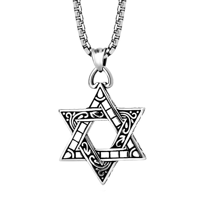 Planderful Titanium Hexagram Necklace For Unisex Streetwear Bold Urban Hip Hop Pendant Gift Idea