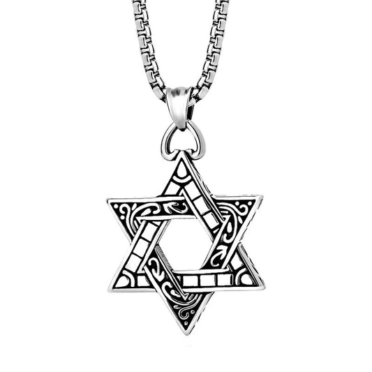Planderful Titanium Hexagram Necklace For Unisex Streetwear Bold Urban Hip Hop Pendant Gift Idea
