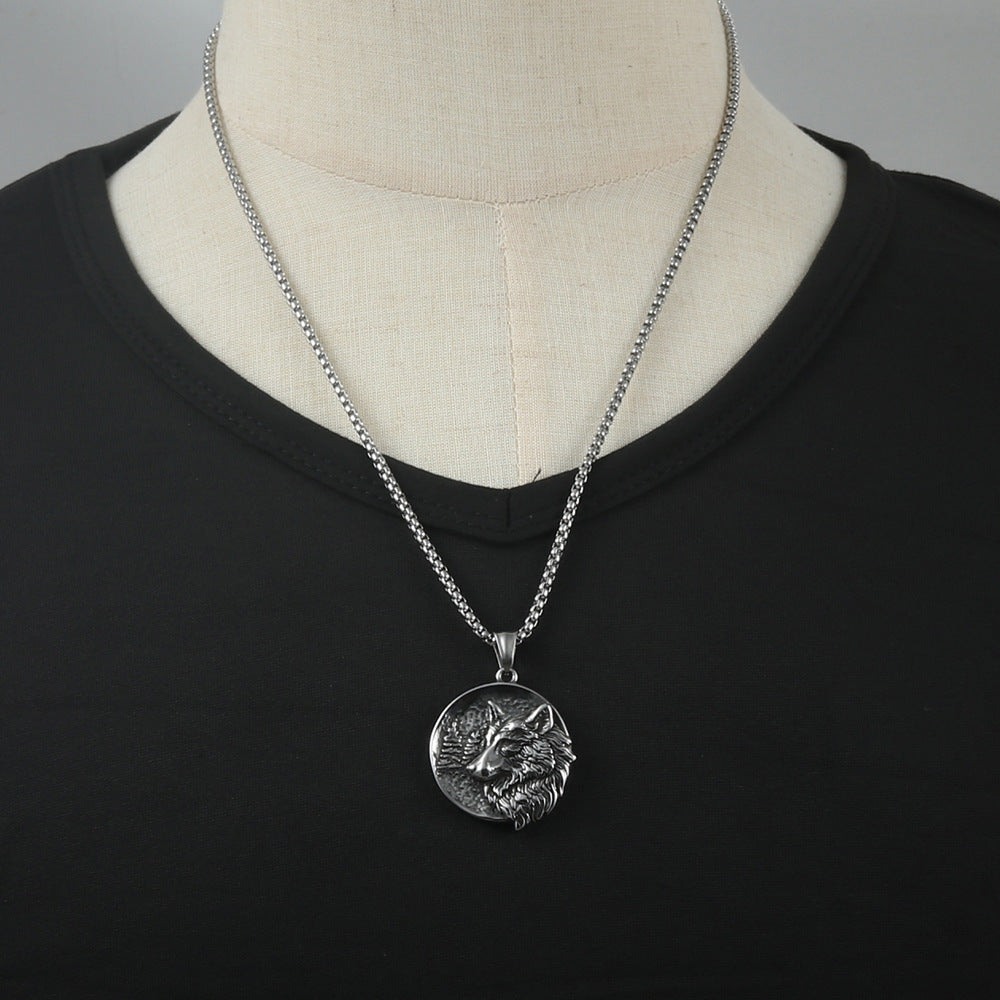 European And American Stainless Steel Wolf Pendant Necklace