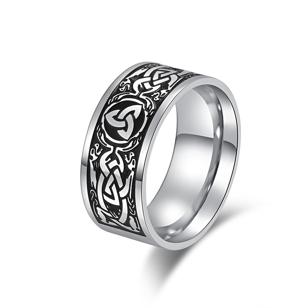 Cross-Border Nordic Viking Style Titanium Steel Ring for Men
