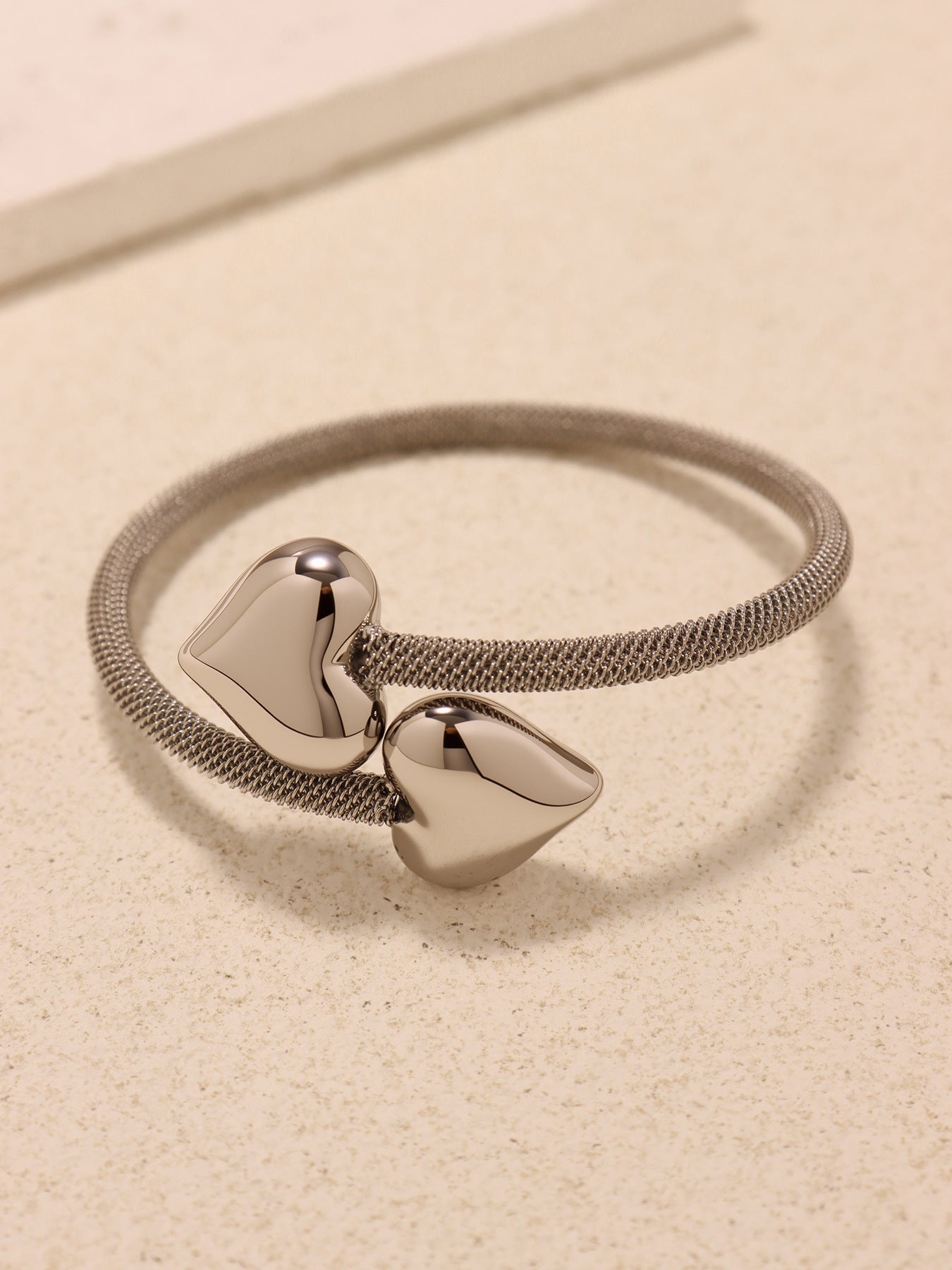 Planderful Peach Heart Elastic Bracelet 18K Gold Ladies