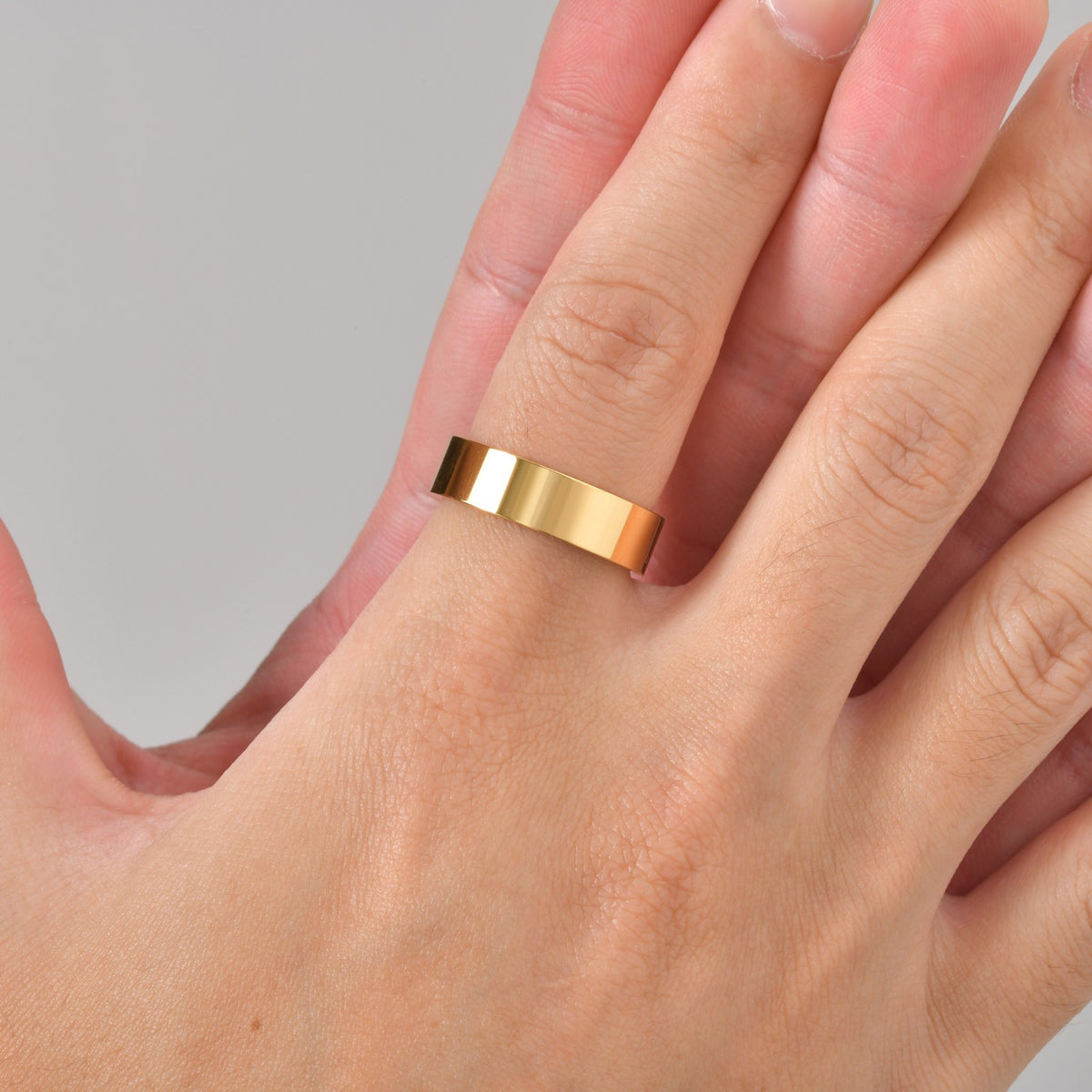 Flat Stainless Steel Ring Glossy Neutral Plain Couple