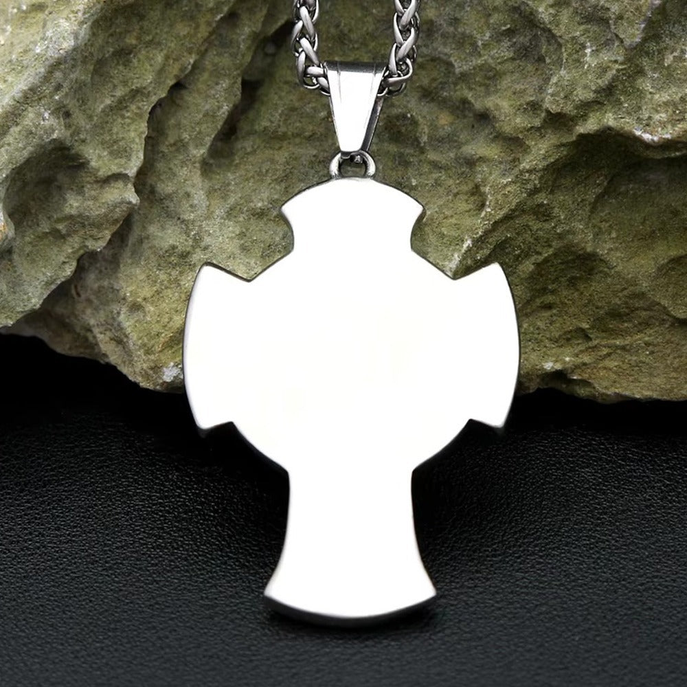St. Michael Cross Stainless Steel Men's Pendant Necklace