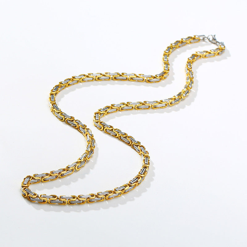 European And American 4MM Byzantine Men's Thick Chain Necklace