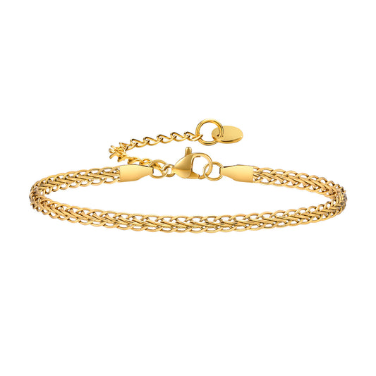 Stainless Steel Braided Handmade Chain Bracelet Gold Men's