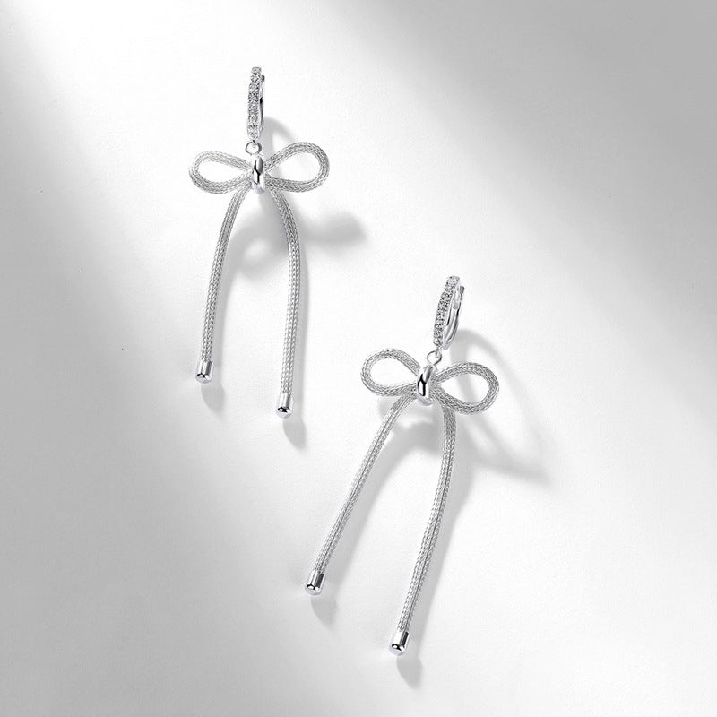 S925 Sterling Silver Bow Stud Earrings