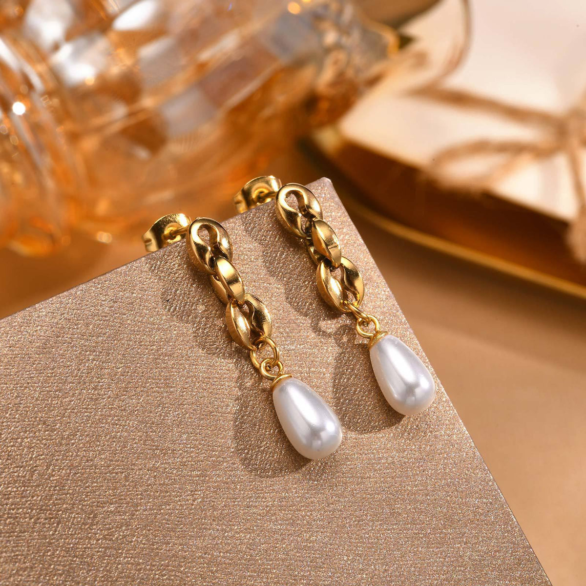 Stainless Steel Pearl Earrings